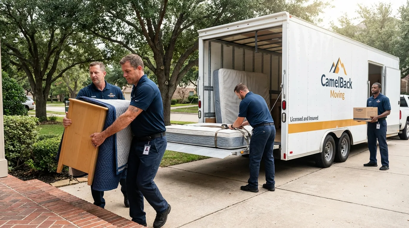Crew loading residential truck for cross-state move from Ohatchee, AL